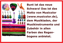 Bunt ist das neue Schwarz! Das ist das Motto von Musicolor (www.musicolor.de), dem Musikladen, der Musikinstrumente und Zubehr in allen Farben des Regen-bogens anbietet.